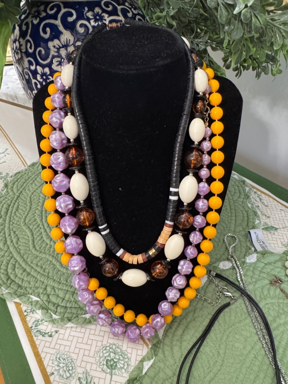 Multi-Color Beaded Statement Necklace Set - Women Jewelry - Picture 2 of 11